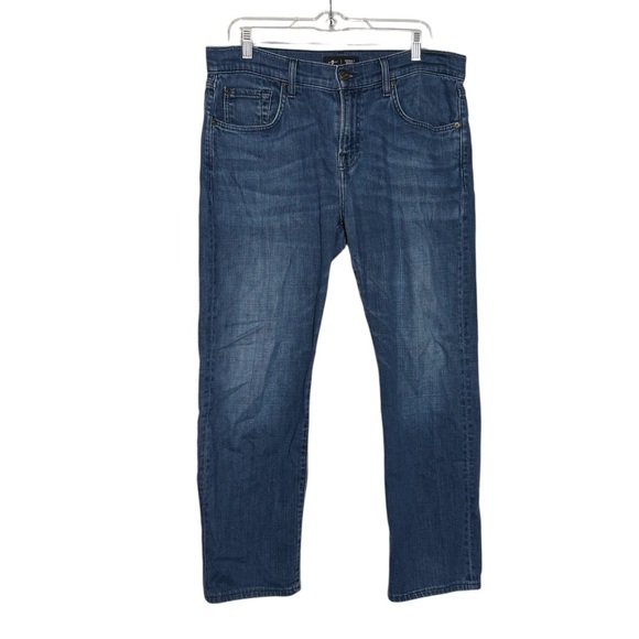 7 For All Mankind THE STRAIGHT Jeans Series 7 Denim Blue Size 34 Stretchy - Picture 1 of 11